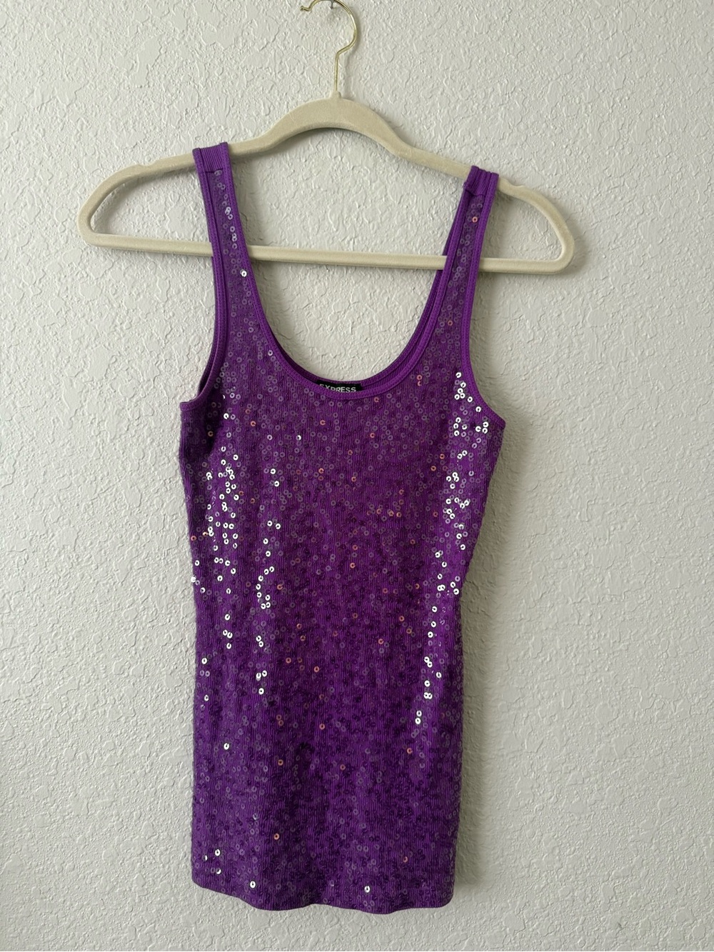 Express Purple Sequin Tank Top